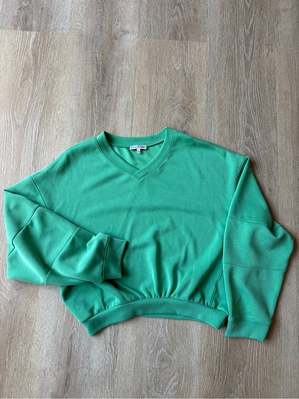 Green V-Neck Cropped Sweater